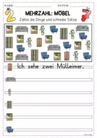 Vorschau - Arbeitsblätter - Wortschatz Möbel Plural / Mehrzahl DaZ DaF A1 A2 - Seite 3