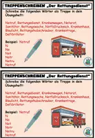 Vorschau - Aufgabenkarten - Treppenschreiben "Der Rettungsdienst" Achtung, Notfall! - DaZ / DaF / Deutsch - Seite 1