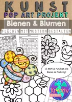 Vorschau - Arbeitsblätter - Kunstprojekt Bienen Pop Art im Frühling - Deckblatt