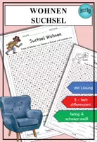 Vorschau - Arbeitsblätter - Möbel Suchsel DaZ DaF A1/A2 - 3-fach differenziert - Deckblatt