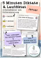 Vorschau - Arbeitsblätter - 5 Minuten Diktate und Laufdiktate "Januar" mit Differenzierung #16 FrauCuppaTea - Deckblatt