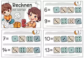 Vorschau - Aufgabenkarten - Würfelbilder | Rechnen mit Würfeln | Zahlenraum bis 20 | Freiarbeitsmaterial - Seite 2
