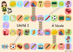 Vorschau - Stationenlernen - Jeu de l'oie - Unité 1, À l'école (Matériel scolaire) - Deckblatt