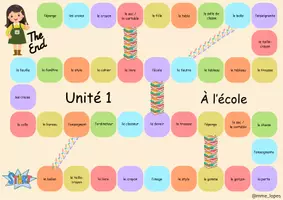 Vorschau - Stationenlernen - Jeu de l'oie - Unité 1, À l'école (Matériel scolaire) - Seite 1