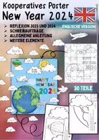 Vorschau - Mal- und Bastelvorlagen - New Year 2024 - Collaborative Poster (Hopes and Wishes) - Deckblatt