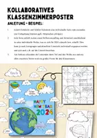 Vorschau - Mal- und Bastelvorlagen - New Year 2024 - Collaborative Poster (Hopes and Wishes) - Seite 1