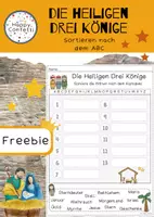 Vorschau - Arbeitsblätter - Drei Heilige Könige Wörter - sortieren nach dem Alphabet Freebie - Deckblatt