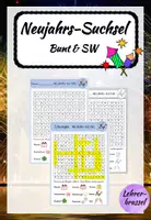 Vorschau - Arbeitsblätter - Neujahrs-Suchsel | Buchstabengitter | Jahresstart - Deckblatt