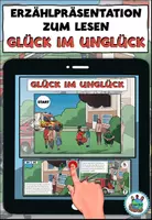 Vorschau - Interaktives Material - Erzählpräsentation zum Lesen "Glück im Unglück" Die Feuerwehr - DaZ / DaF / Deutsch - Deckblatt