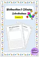 Vorschau - Arbeitsblätter - Schreibrahmen Silvester Weihnachtsferien | Lineatur 3 - Deckblatt