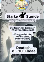 Vorschau - Arbeitsblätter - Kurzgeschichte Klasse 9 | Die traurigen Geranien (Borchert) - Deckblatt