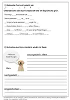 Vorschau - Arbeitsblätter - wörtliche Rede: ein kurzes Arbeitsblatt zur Festigung - Seite 1