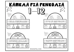 Προεπισκόπηση - Υποδείγματα ζωγραφικής και χειροτεχνίας - Καπέλα για πάρτυ γενεθλίων (Happy birthday hat) Αριθμοί 1-12 - Εξώφυλλο