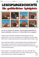 Vorschau - Arbeitsblätter - Lesespurgeschichte "Ein gefährlicher Spielplatz" Feuerwehr - Achtung, Notfall! DaZ / DaF / Deutsch - Seite 1