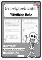 Vorschau - Arbeitsblätter - Gruselgeschichte Wörtliche Rede - Deckblatt