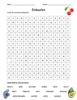Vorschau - Spiele - Suchsel zum Thema Einkaufen (Buchstabengitter) - Seite 1