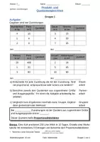 Vorschau - Arbeitsblätter - Gruppenarbeit: Produkt- und Quotientengleichheit - Deckblatt