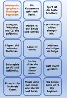 Vorschau - Arbeitsblätter - "Miteinander sprechen - Meinungen begründen" - Plauderkärtchen - DaZ / DaF / Deutsch - Seite 2