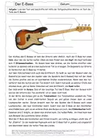 Vorschau - Arbeitsblätter - Instrumentenkunde: Der E-Bass erklärt (mit Lösung) - Deckblatt