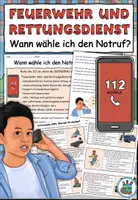 Vorschau - Arbeitsblätter - Infotext und Fallbeispiele "Wann wähle ich den Notruf?" Feuerwehr und Rettungsdienst - DaZ / DaF / Sachunterricht - Deckblatt