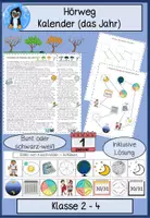 Vorschau - Arbeitsblätter - Kalender Hörweg (das Jahr), Sachtext, Hörübung, Sachunterricht, Deutsch, Klasse 2, Klasse 3, Klasse 4 - Deckblatt