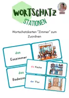 Vorschau - Spiele - Wortschatz "Zimmer": Zuordnungskarten - Deckblatt
