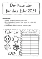 Vorschau - Arbeitsblätter - Kalender zum Basteln für 2024 + Lesetexte und Faltdiktat - Seite 1