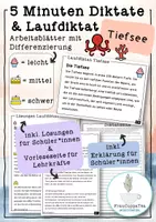 Vorschau - Arbeitsblätter - 5 Minuten Diktate und Laufdiktate Tiefsee mit Differenzierung #18 FrauCuppaTea - Deckblatt