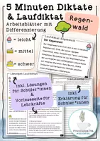 Vorschau - Arbeitsblätter - 5 Minuten Diktate und Laufdiktate Regenwald mit Differenzierung #19 FrauCuppaTea - Deckblatt