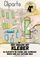 Vorschau - selbst erstellte Cliparts/Grafiken - Cliparts „Der Umgang mit Kleber“ – Klebestift & Flüssigkleber - Deckblatt