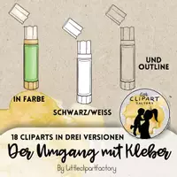 Vorschau - selbst erstellte Cliparts/Grafiken - Cliparts „Der Umgang mit Kleber“ – Klebestift & Flüssigkleber - Seite 2