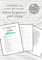 Vorschau - Arbeitsblätter - task sheet - active to passive - past simple - Deckblatt