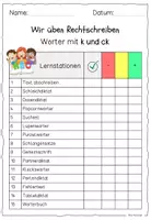 Vorschau - Arbeitsblätter - Rechtschreibung / LERNWÖRTER k und ck / Deutsch / Diktat / Stationenlernen / FRESCH - Seite 1