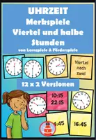 Vorschau - Stationenlernen - differenzierte Merkspiele zur Uhrzeit - Viertel und halbe Stunde - Deckblatt