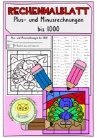 Vorschau - Arbeitsblätter - Rechenmalblatt - Plus- und Minusrechnungen bis 1000 – Pfau - Deckblatt