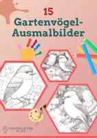 Vorschau - Mal- und Bastelvorlagen - 15 Gartenvögel–Ausmalbilder für Kinder - Deckblatt