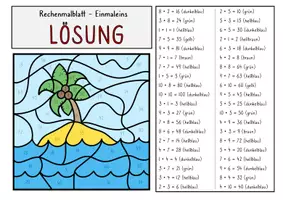 Vorschau - Arbeitsblätter - Rechenmalblatt - Einmaleins - Insel - Seite 2