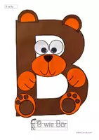 Vorschau - Mal- und Bastelvorlagen - Buchstabentier B wie Bär – Buchstabenheft Grundschule (Klasse 1) | Buchstabeneinführung, Bastelvorlage & Anfangsunterricht - Seite 1