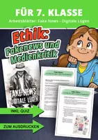 Vorschau - Arbeitsblätter - Ethik 7. Klasse – Fake News erkennen & Medien kritisch beurteilen - Deckblatt