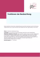Vorschau - Arbeitsblätter - Funktionen der Beobachtung - Deckblatt