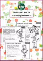 Vorschau - Arbeitsblätter - Lesen und malen Fasching Karneval Kostüme - Deckblatt