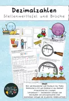 Vorschau - Arbeitsblätter - Dezimalzahlen kennenlernen - Stellenwerttafel und Brüche - Deckblatt
