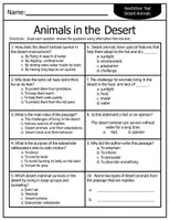 Aperçu - Matériel pour travaux manuels / dessin - Desert Animal Adaptations Worksheets - Comprehension | Feuilles de travail sur les adaptations des animaux du désert - Compréhension - Page 2