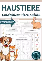 Vorschau - Arbeitsblätter - Haustiere: Differenziertes Arbeitsblatt Tiere ordnen - Deckblatt