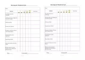 Vorschau - Anderer Materialtyp - Bewertungskriterien Mitarbeit - Übersicht - Deckblatt
