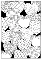 Vorschau - Mal- und Bastelvorlagen - Popart Valentinstagsbilder zum ausmalen - Seite 1