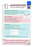 Vorschau - Merkblätter - Wortspeicher „Terme und Gleichungen" (mit QR-Code) - Deckblatt