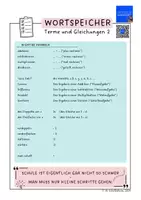 Vorschau - Merkblätter - Wortspeicher „Terme und Gleichungen" (mit QR-Code) - Seite 1