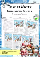 Vorschau - Arbeitsblätter - Tiere im Winter – differenzierte Lesespur | ab Klasse 1 - Deckblatt