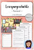 Vorschau - Arbeitsblätter - Lesespur Karneval/Fasching (Kl. 3/4) - Deckblatt